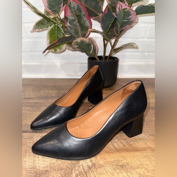 Wirth Leather Elegant Black Women's Block Heel Shoes - Picture 1 of 11